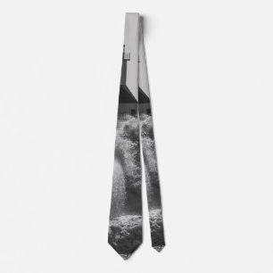 Fierce Waves At St Joseph Grayscale Tie