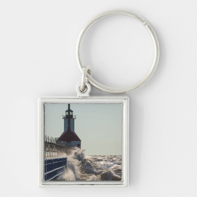 Fierce Waves At St Joseph Keychain (Front)