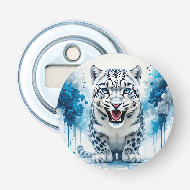 Fierce White Leopard Bottle Opener (Front)