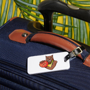 Fierce Wildcat Basketball Mascot Luggage Tag