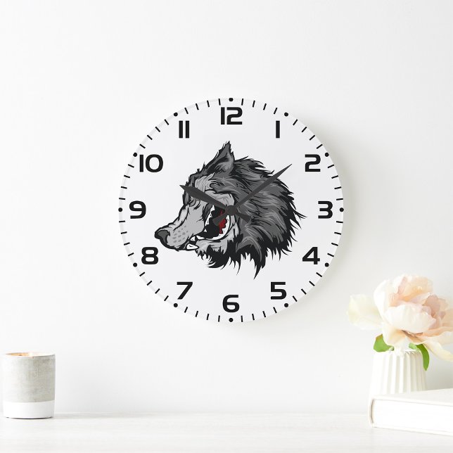 Fierce Wolf Head Bold Wild Animal Large Clock (Creator Uploaded)