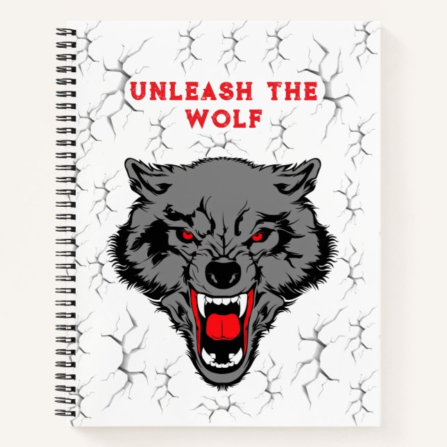 Fierce Wolf Red Eyes Gothic Wolf Notebook (Front)