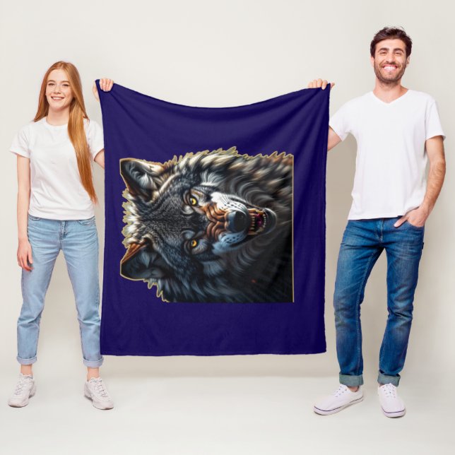 Fierce Wolf – Symbol of Strength and Freedom Fleece Blanket (In Situ)
