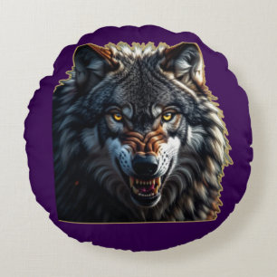 Fierce Wolf – Symbol of Strength and Freedom Round Pillow