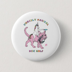 Fiercely Magical Disc Golf Unicorn Riding Cat 2 Inch Round Button
