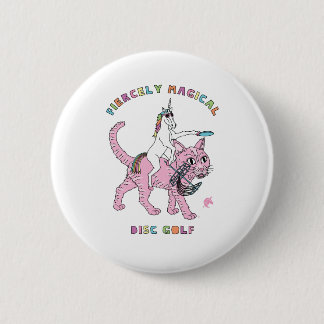 Fiercely Magical Disc Golf Unicorn Riding Cat 2 Inch Round Button