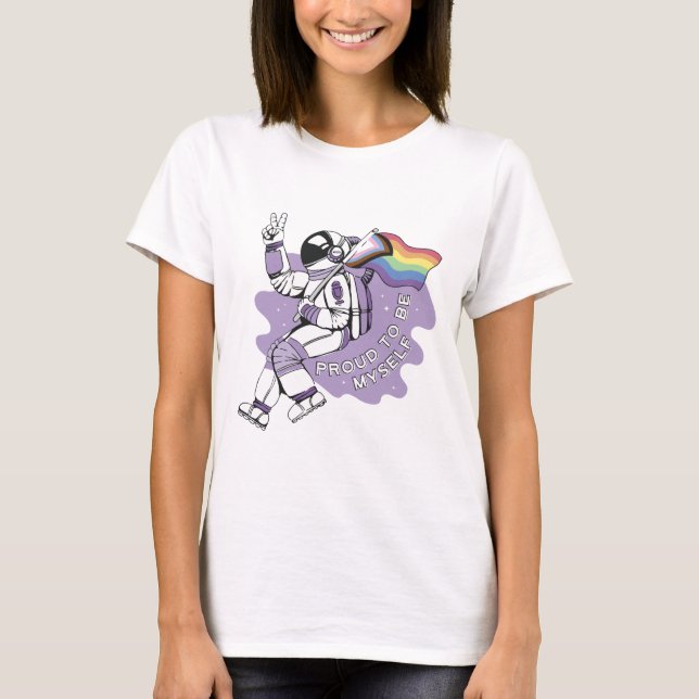 Fière D'Être Moi-Même Un T-shirt Astronaut LGBTQ (Devant)