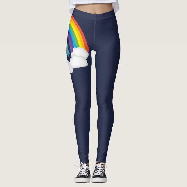Fierté arc-en-ciel Leggings de défilé bleu profond (Devant)