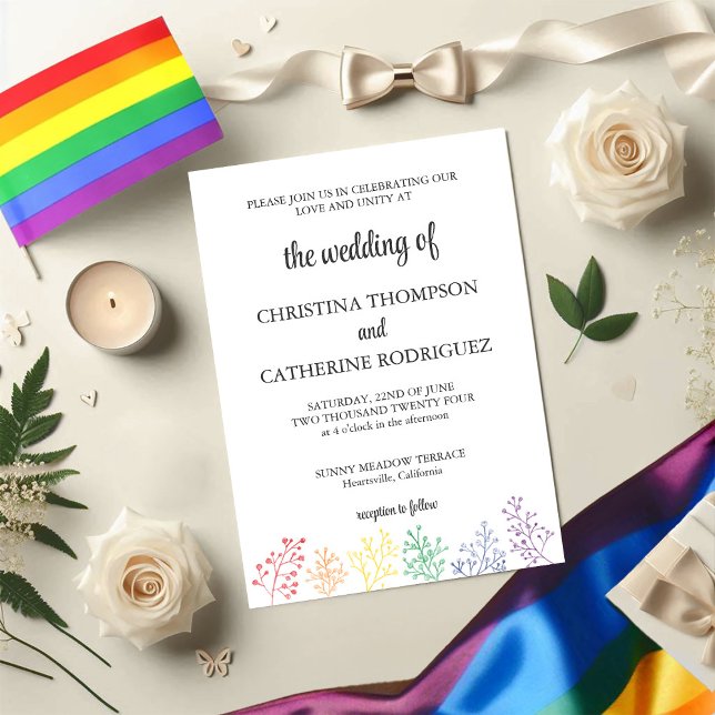 Fierté LGBTQ Aquarelle Élégante invitation de mari (Créateur téléchargé)