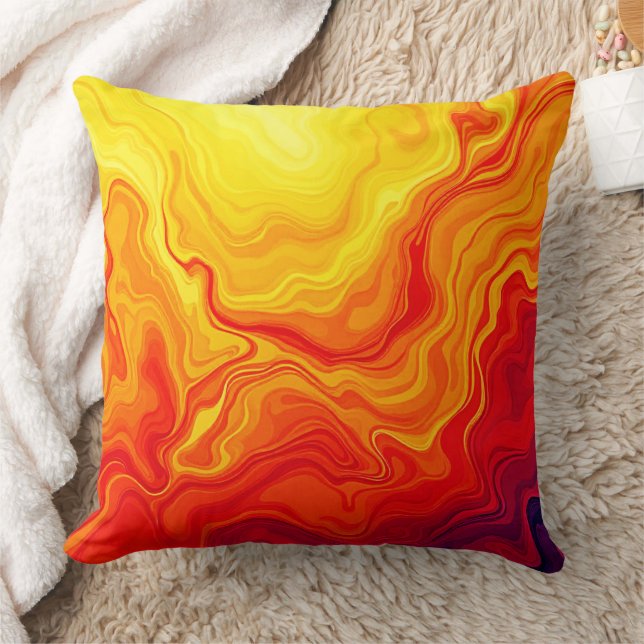 Fiery Abstract Flow Art Throw Pillow (Blanket)