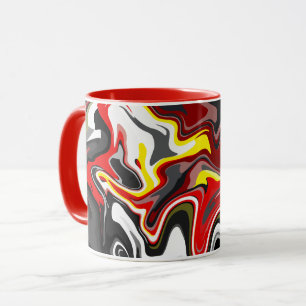 Fiery Abstract Fluid Art with Red, Yellow, & Black Mug
