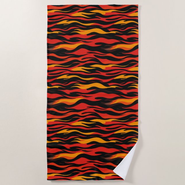 Fiery Abstract Pattern Beach Towel (Front)