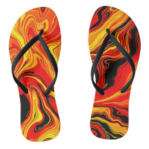 Fiery Abstract Swirls of Emotion Flip Flops