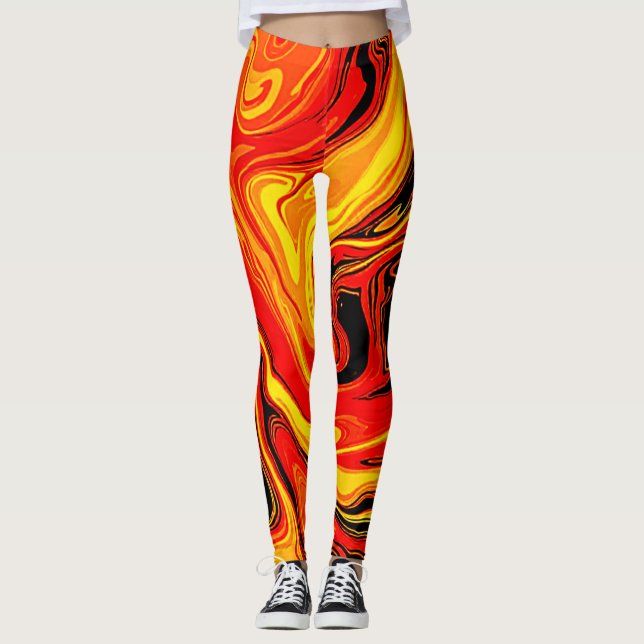Fiery Abstract Swirls of Emotion Leggings (Front)