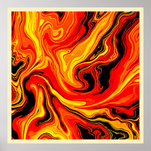 Fiery Abstract Swirls of Emotion Poster