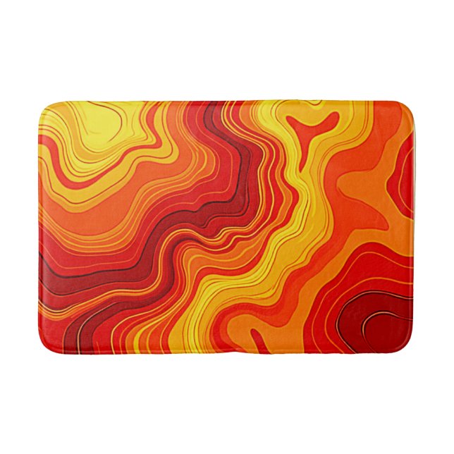 Fiery Abstract Topography Art Bath Mat (Front)