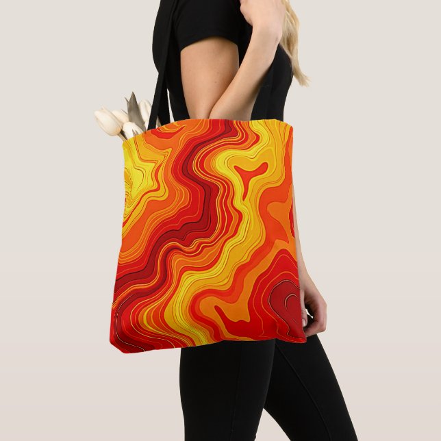 Fiery Abstract Topography Art Tote Bag (Close Up)