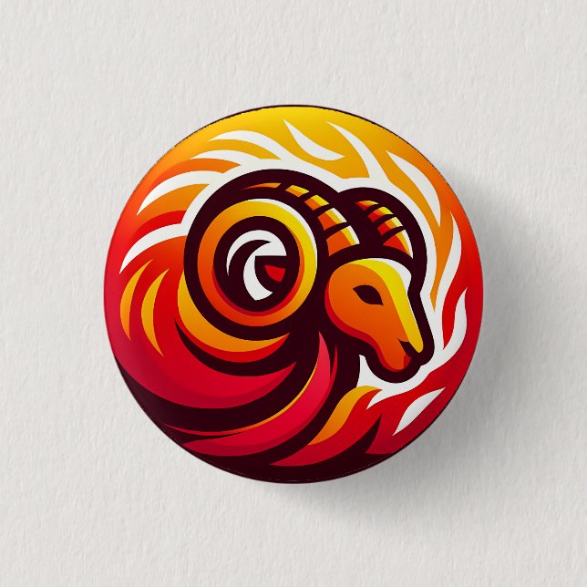 Fiery Aries Astrology Sign 1 Inch Round Button (Front)