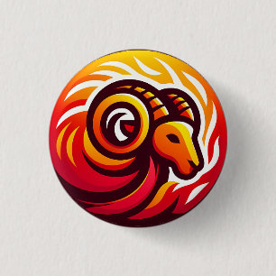Fiery Aries Astrology Sign 1 Inch Round Button