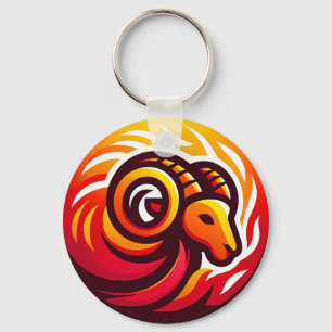Fiery Aries Astrology Sign Keychain