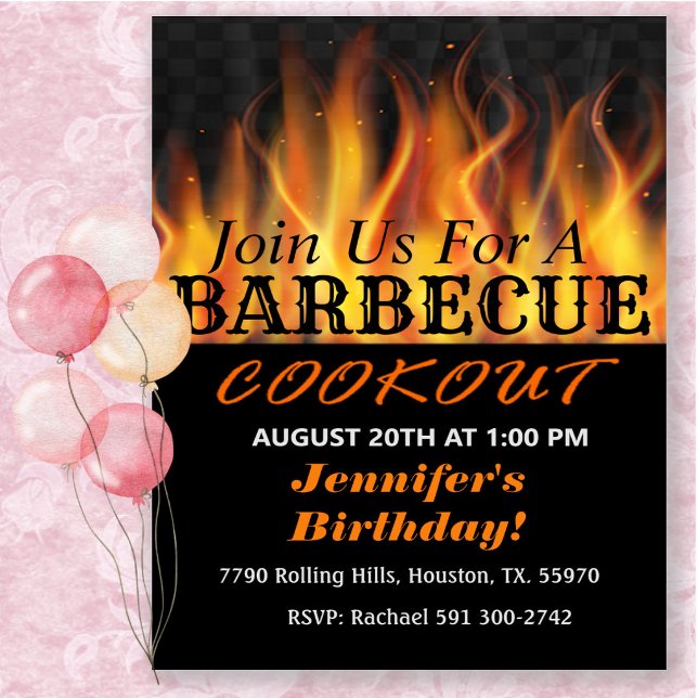 Fiery Backyard Barbecue Birthday Cookout Invitatio Invitation (Creator Uploaded)