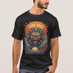 Fiery Beast Sunburst in a Fantasy World T-Shirt