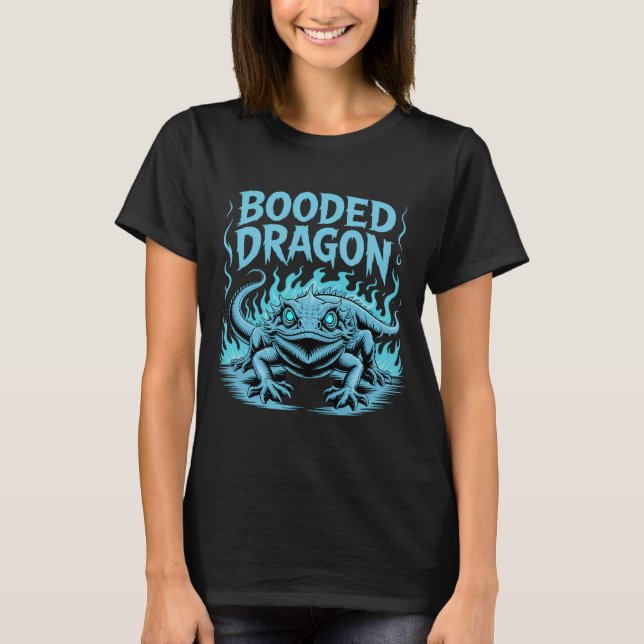 Fiery Blue Hooded Dragon T-Shirt (Front)