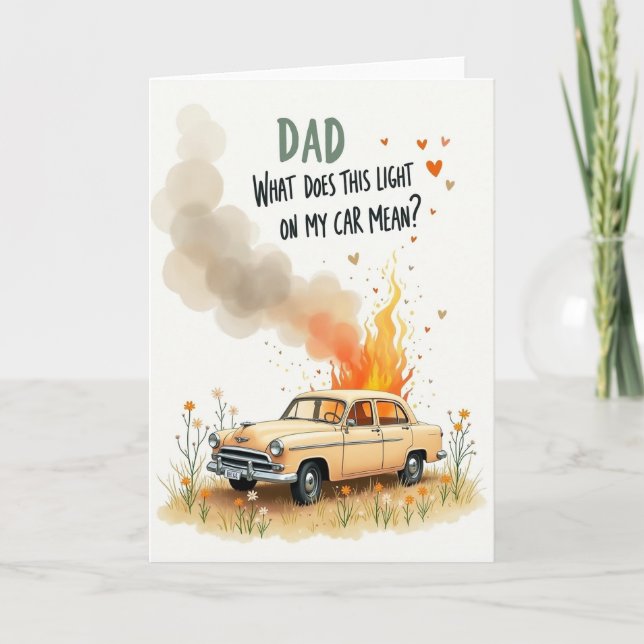 Fiery Car Fathers Day Query Card (Front)