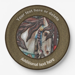 Fiery Carousel Horse Art Personalized Party Paper Plate