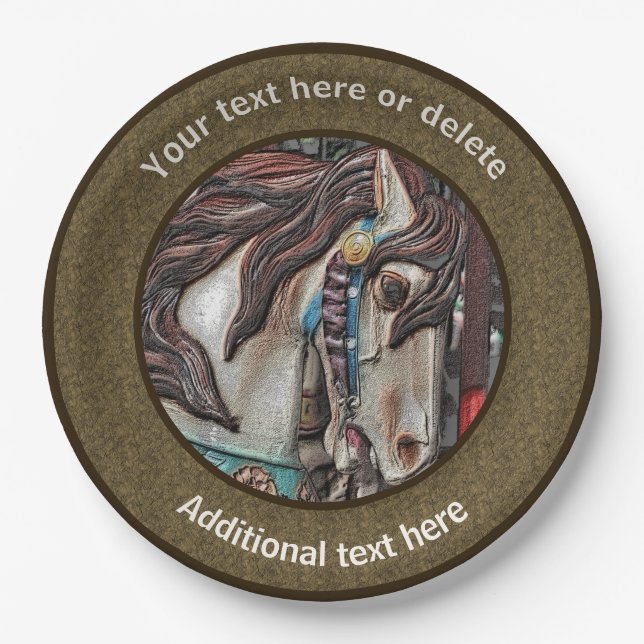 Fiery Carousel Horse Art Personalized Party  Paper Plate (Front)