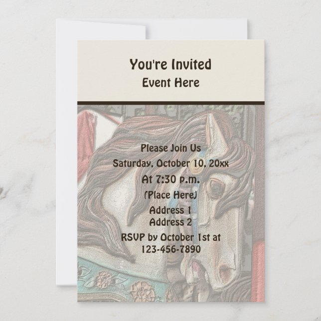 Fiery Carousel Horse Pencil Art Party Invitation (Front)
