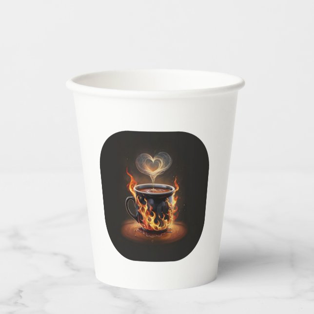 Fiery Christmas Coffee Cup with Heart Steam Art (Front)