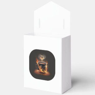 Fiery Christmas Coffee Cup with Heart Steam Art Favor Box