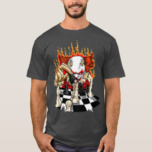 Fiery Clown With Chessboard Chess T-Shirt