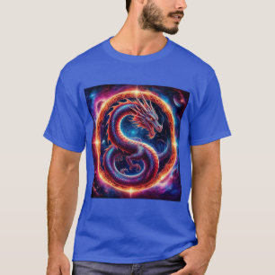 Fiery Cosmic Dragon Encircled by a Celestial Ring T-Shirt
