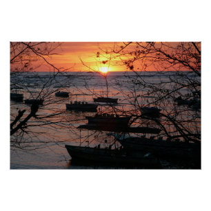 Fiery Costa Rican Sunset in Tamarindo Poster