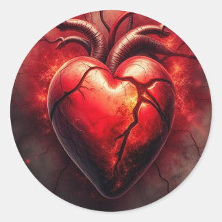Fiery Cracked Heart Sticker – Symbol of Passion