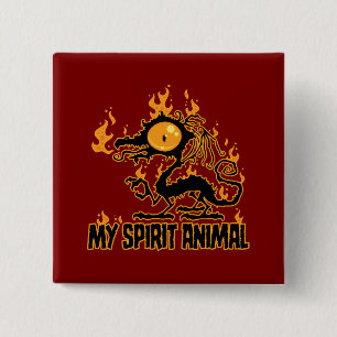 Fiery Crispy Dragon Spirit Animal 2 Inch Square Button