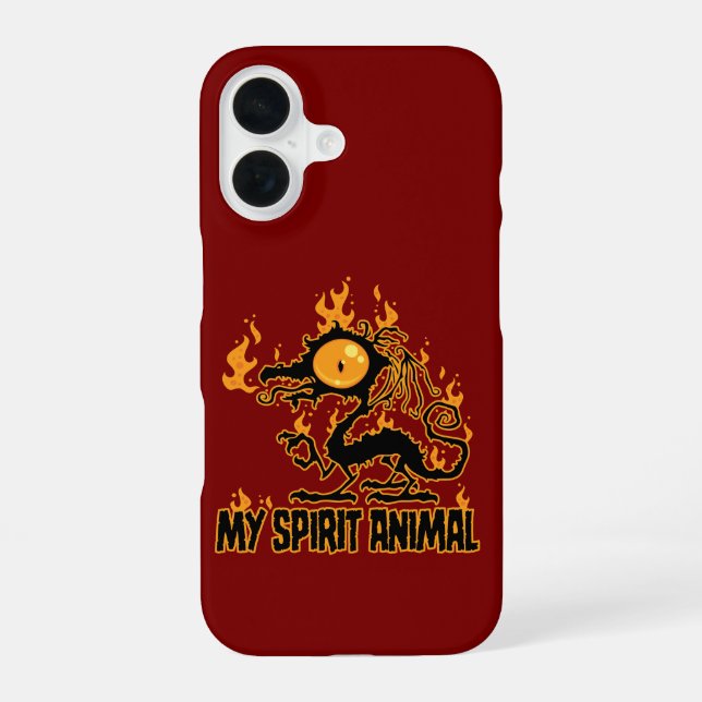 Fiery Crispy Dragon Spirit Animal iPhone 16 Case (Back)