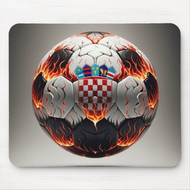 Fiery Croatian Soccer Ball   Mouse Pad (Front)