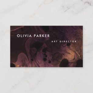 Fiery Dark Marble   Dramatic Watercolor Look Business Card