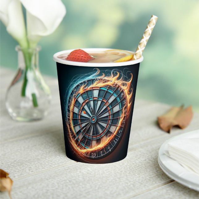 Fiery Dartboard with Bullseye Explosion  Paper Cups (Insitu)