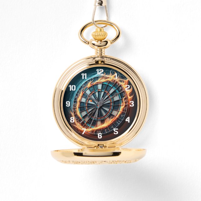 Fiery Dartboard with Bullseye Explosion  Watch (Front)