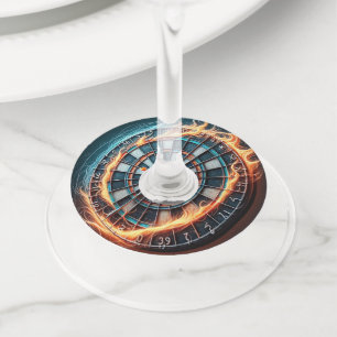 Fiery Dartboard with Bullseye Explosion  Wine Glass Tag