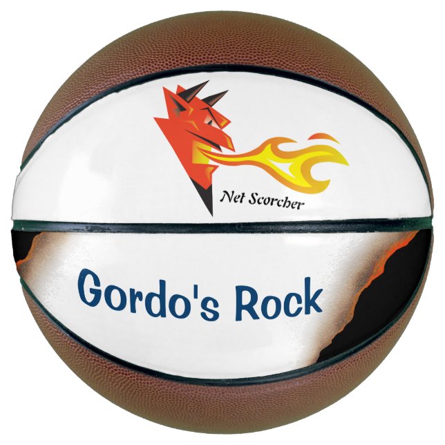 Fiery devil’s head Net Scorcher Personalized Basketball (Front)
