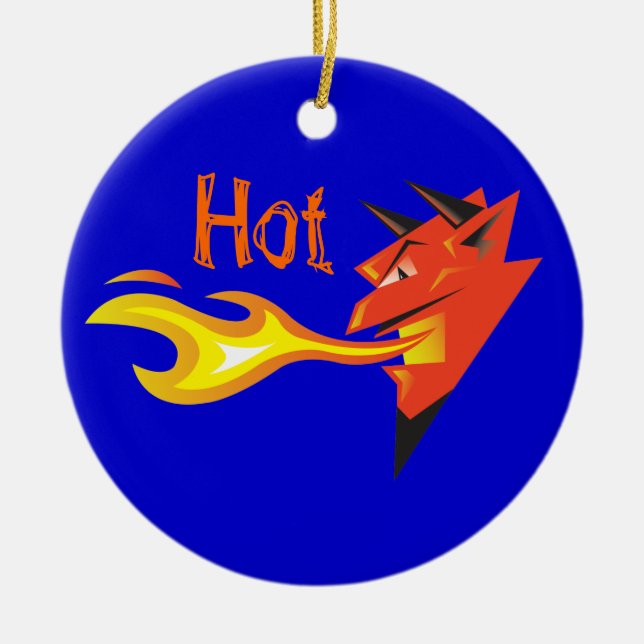 Fiery Devil's Head Door Hanger Ceramic Ornament (Front)