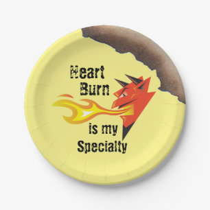 Fiery Devil's Head_Heart Burn is My Specialty Paper Plate
