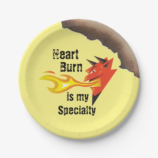 Fiery Devil's Head_Heart Burn is My Specialty Paper Plate (Front)