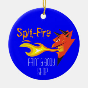Fiery Devil's Head_Paint & Body Shop Ceramic Ornament