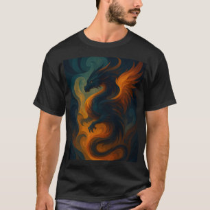 Fiery Dragon Abstract Art – Fantasy Beast T-Shirt